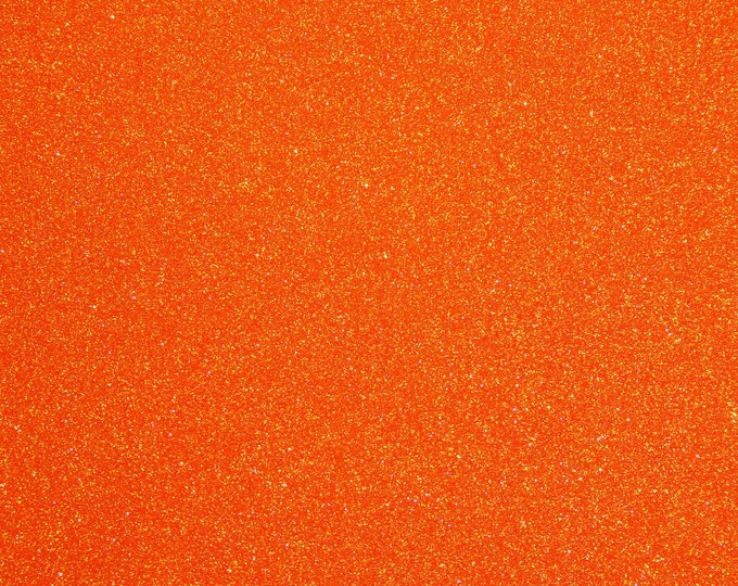 Fine GLITTER 12"x12" JUST ORANGE glitter Fabric applied to Leather 5-5.5oz/ 2-2.2 mm PeggySueAlso E4355-46