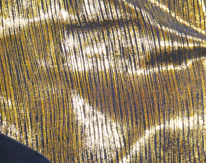 Rainy Day 3-4-5 or 6 sq ft GOLD Metallic Stripes on NAVY Cowhide 2.75-3oz/1.1-1.2mm PeggySueAlso®  E1030-37