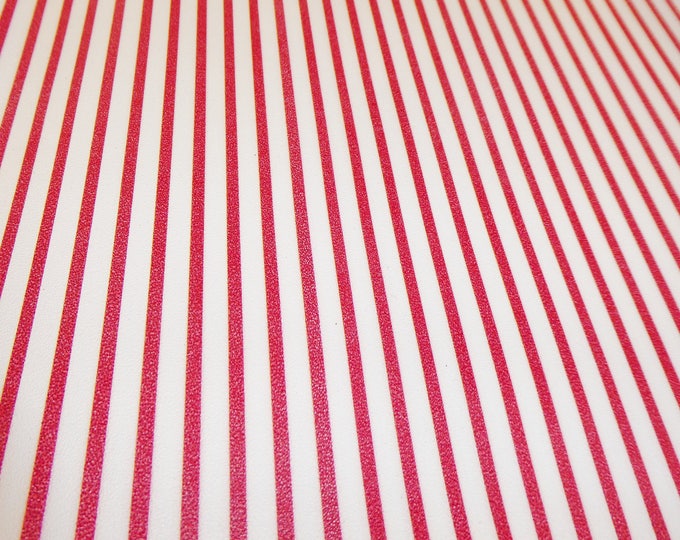 Leather 8"x10" CANDY Cane Red PTR stripes on White Cowhide 2.5oz/1mm PeggySueAlso® E3097-04