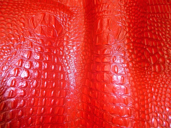 ALLiGATOR 12x12 RED with DARK RED Crocodile Embossed Cowhide Leather  3.75-4 oz/ 1.5 - 1.6 mm PeggySueAlso E2860-16 hides available