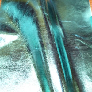Metallic Leather 12"x12" Cracked Ice TURQUOISE Metallic Foil Cowhide 3-3.5 oz / 1.2-1.4 mm PeggySueAlso E2845-10A