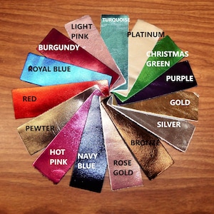Smooth Metallic 12"x12" Foil Cowhide Leather CHOOSE your COLOR PeggySueAlso® E2845  hides available