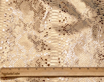 Mystic Python 8"x10" ROSE GOLD Metallic on BEIGE Suede Cowhide Leather 2.5oz /1 mm PeggySueAlso® E2868-09 hides available