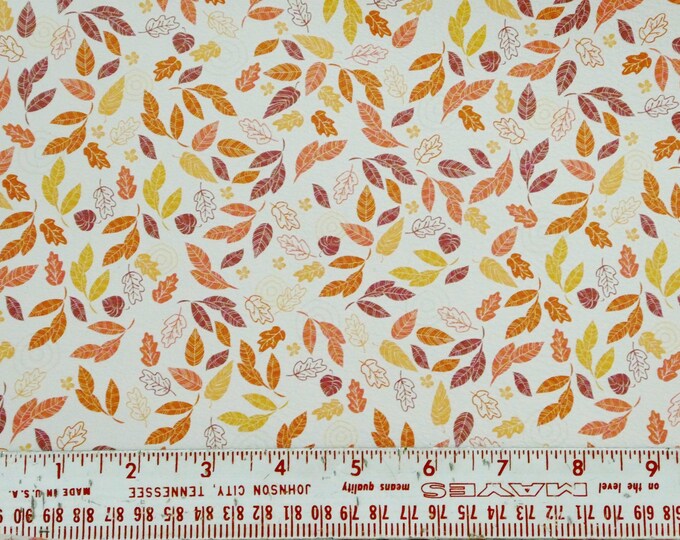 Leather 12"x12" AUTUMN LEAVES on White Cowhide 2.75-3 oz/1.1-1.2 mm PeggySueAlso E4600-01 hides available