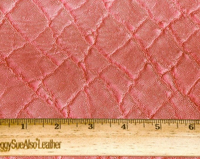Leather 8"x10"(C) ELEPHANT SALMON PINK Embossed Cowhide 2.5-3oz/1-1.2 mm PeggySueAlso E2899-11