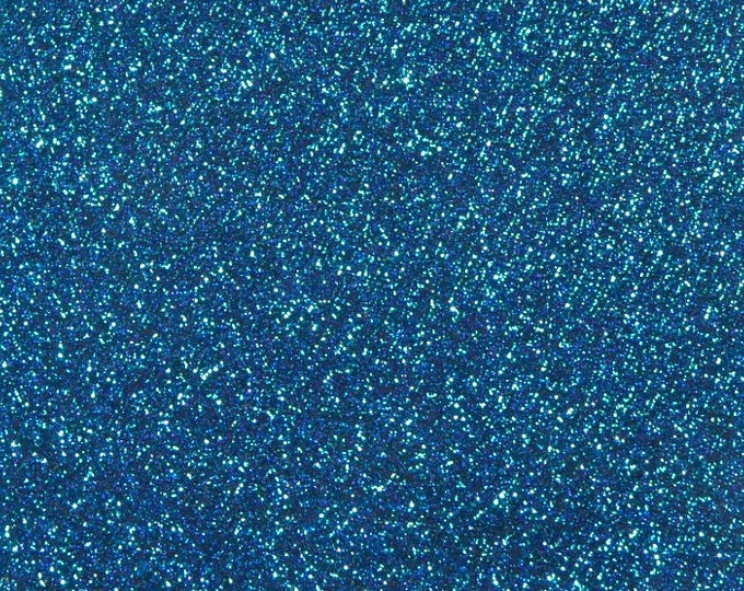 SOFT GLITTER 8"x10" Fiesta Dancing OCEAN Royal and Turquoise Blue Fabric Backed with BLaCK Leather 5.5 oz/2.2 mm PeggySueAlso® E5612-28