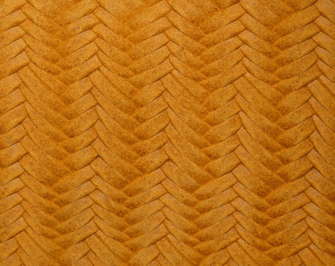 Braided Fishtail 12"x12" MUSTARD Yellow  slightly Marbled Soft Cowhide Leather 3-3.5oz/1.2-1.4mm PeggySueAlso®  E3160-28