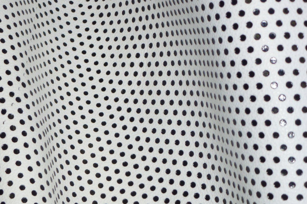 Leather 3 sq ft Small BLACK Polka Dots on WHITE Cowhide 4 ...