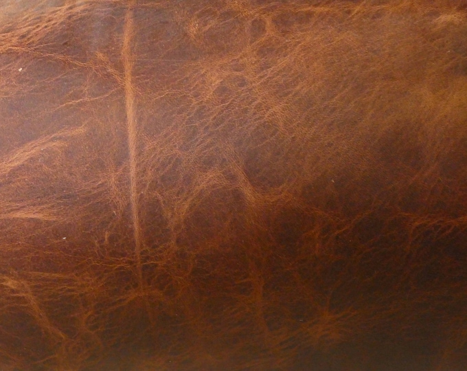 Pull Up Leather 6 to 10 sq ft MATTE AGED BRANDY More Distressed Cowhide 3.5oz / 1.4  mm PeggySueAlso® E2930-03 hides available