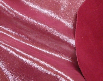 Dazzle 12"x12" Silver on DEEP RASPBERRY Metallic Suede Cowhide Leather 2.5 oz / 1 mm PeggySueAlso™ E8300-03 hides available