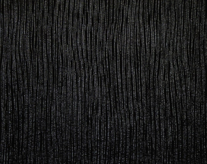 Rainy Day 12"x12" BLACK Metallic Stripes on BLACK SUEDE Cowhide Leather Thin 1.75-2oz/0.7-0.8 mm PeggySueAlso® E1030-20