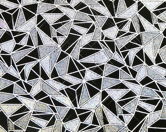 5"x11" SILVER Halo SHATTERED Mosaic GLASS Iridescent Metallic on Black SuEDE cowhide 3-3.5 oz/1.2-1.4 mm PeggySueAlso® E2866-02