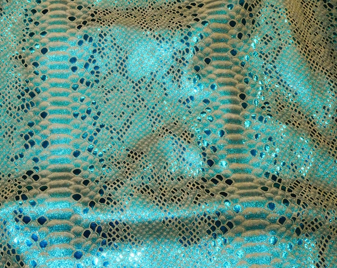 MYSTIC 8"x10" Python Dark TURQUOISE / TEAL Metallic on Camel Tan Suede Cowhide 2.5-3 oz / 1-1.2 mm PeggySueAlso® E2868-88