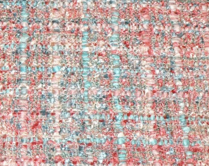 New Dye lot TWEED 5"x11" BABY BLANKET Tweed Fabric turquoise blue, Coral / Salmon pink applied to Leather 5.5oz/2.2mm PeggySueAlso® E5612-26