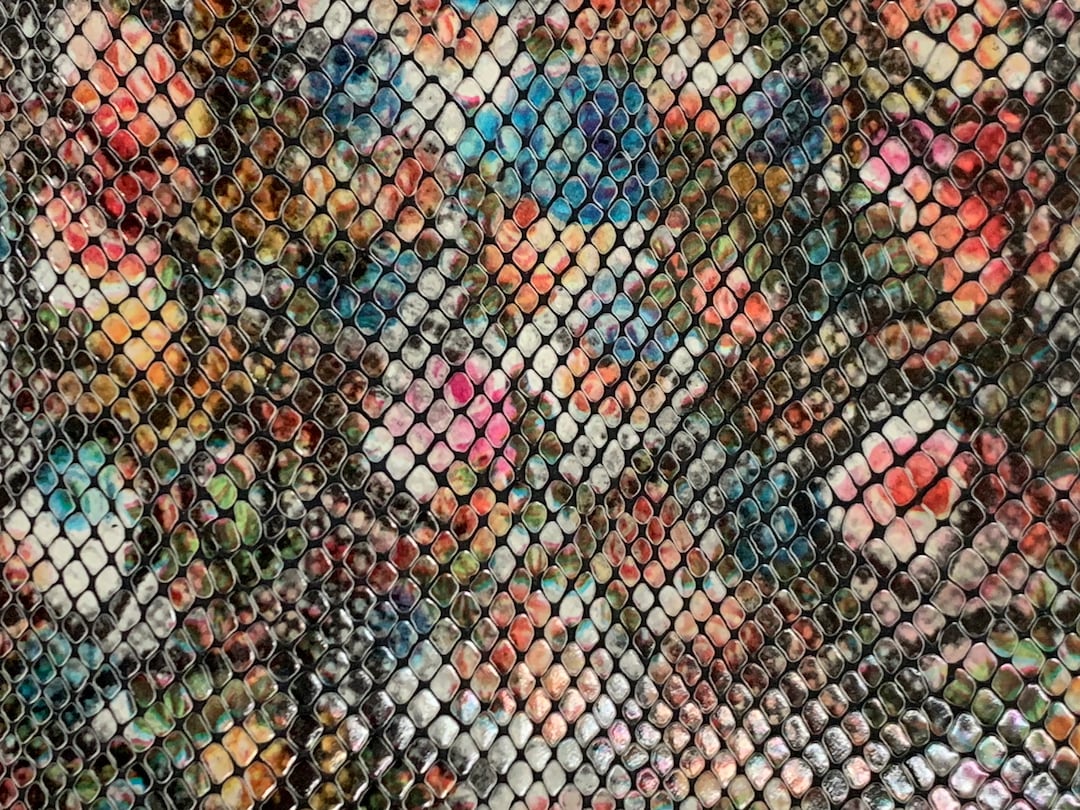 Leather 8"x10" FANTASY Heavily TEXTURED Python on BLACK Cowhide 3.25-3. ...