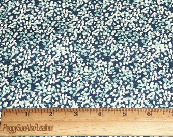 Leather 8&quot;x10&quot; DITSY FLOWERS  turquoise, white on NAVY Blue Cowhide 3-3.5 oz/1.2-1.4 mm #260 PeggySueAlso E2508-04  hides available