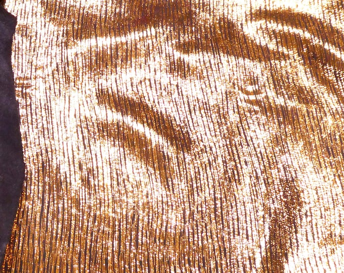 Rainy Day 3-4-5 or 6 sq ft NAVY with ROSE GOLD Metallic Stripes Cowhide 3oz/1.2mm PeggySueAlso® E1030-24