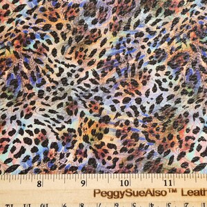 Leather Version 3-4-5 or 6 sq ft EXOTIC RAINBOW Leopard Cowhide 3-3.5oz /1.2-1.4 mm PeggySueAlso E2550-27 image 2