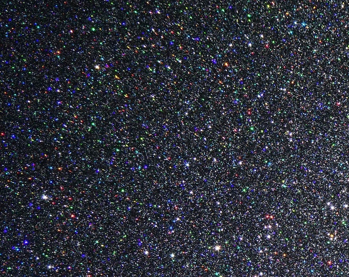 Fine GLiTTER 3-4-5 or 6 sq ft GALAXY NIGHT SKY on BLack applied to Black Leather THiCK 5 oz/ 2 mm PeggySueAlso E4355-60