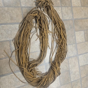 Tan Leather Strips/Lacing/Fringe (2) Piece or 1/4&quot; wide out of Genuine Cowhide (See below for length) 3oz /1.2mm PeggySueAlso®