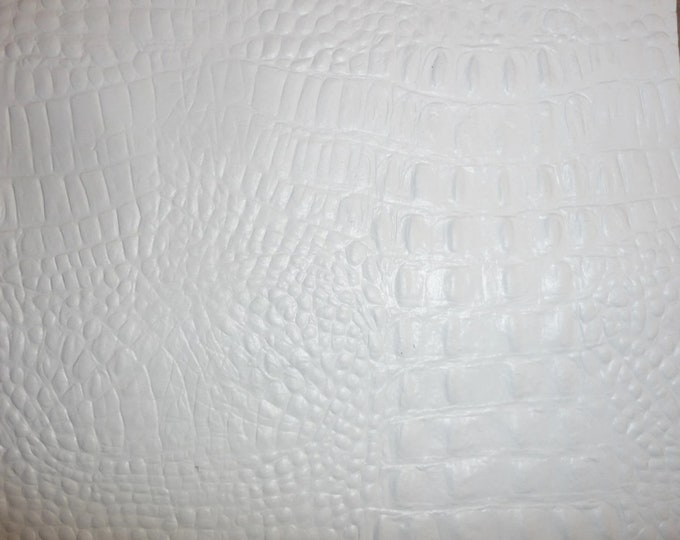 Alligator 12"x12" WHITE Crocodile embossed Cowhide Leather 3.75-4 oz/1.5-1.6 mm PeggySueAlso®  E2860-04