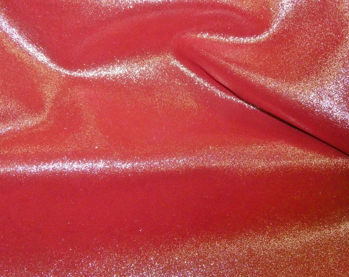 Dazzle 12"x12" Silver Metallic on CRIMSON Red Frost Suede  Cowhide leather  2.5 oz / 1 mm PeggySueAlso E8300-12 hides available