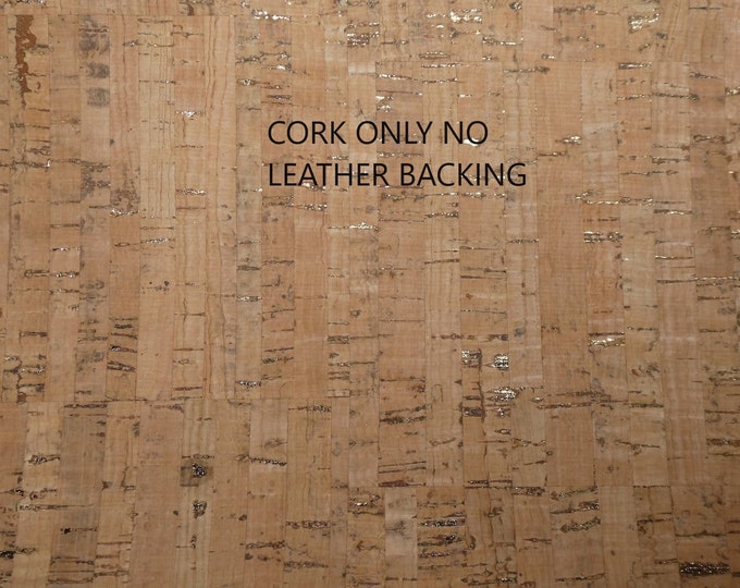 Cork ONLY no Leather backing 8"x10" Natural cork w/ GOLD Metallic flecks very Thin PeggySueAlso® E5610-01C