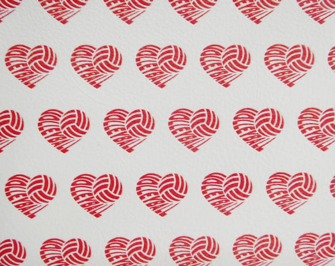 Leather 12"x12" Volleyball LOVE Hearts on White cowhide 2.5-3 oz / 1-1.2 mm PeggySueAlso E1233-01 limited