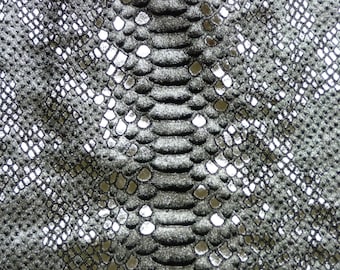 Mystic Python 3, 4, 5 or 6 sq ft SILVER Metallic and BLACK Cowhide Leather 2.5-3 oz / 1-1.2 mm PeggySueAlso E2868-01 hides available