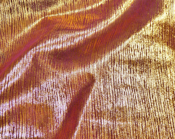 Rainy Day 3-4-5 or 6 sq ft GOLD Metallic Stripes on BURGUNDY / Maroon Cowhide Leather 3-3.5 oz/1.2-1.4 mm PeggySueAlso® E1030-36