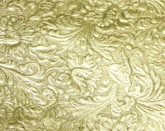 Western SADDLE 3-4-5 or 6 sq ft GOLD Metallic embossed  Cowhide thin 2 oz/0.8 mm PeggySueAlso® E2816-12 hides available