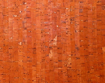 Cork 2 pieces 4"x6" BURNT PUMPKIN ORANGE Cork applied to Cowhide leather for body/strength Thick 5oz/2mm PeggySueAlso® E5610-220
