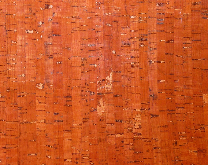 Cork 4"x6" or 5"x11" BURNT ORANGE Cork applied to Cowhide leather Thick 5.5oz/2.2mm PeggySueAlso® E5610-220A