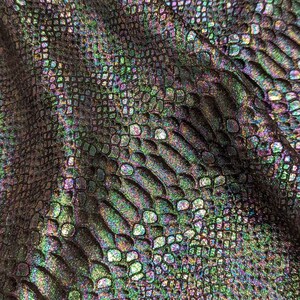 Mystic Python 8"x10" CHAMELEON OIL SLICK Metallic on Black Suede Cowhide 3.75 oz /1.5 mm PeggySueAlso® E2868-83 hides available