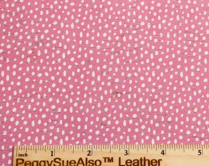 CoRK 2 pieces 4"x6" WHITE DooDLE DoTS on PINK Cork with Leather backing Thick 5.5oz/2.2mm PeggySueAlso® E5610-391 Valentine