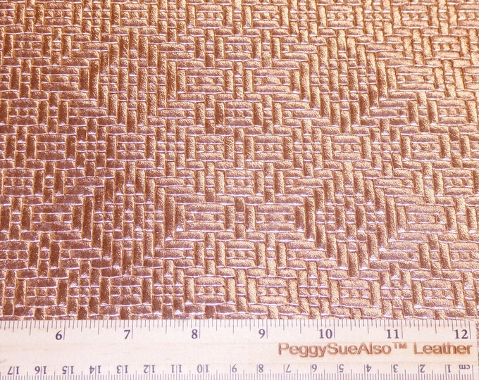 Diamond Weave 2 pcs 4"x6" ROSE GOLD Metallic Embossed on Riviera Cowhide Leather 2.5-2.75 oz/ 1-1.1 mm PeggySueAlso® E8060-16