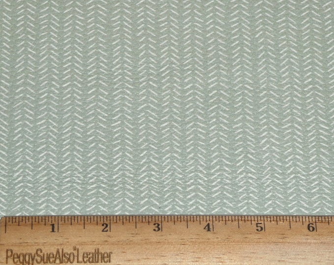 Leather 3-4-5 or 6 sq ft BROKEN CHEVRON with off white on Light SAGE Green 3.5-3.75 oz /1.4-1.5 mm PeggySueAlso E1133-15