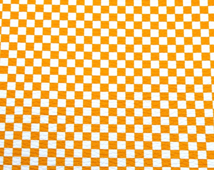 Leather 8"x10" Mini Checkerboard TENNESSEE ORANGE and WHITE (1/4" squares) Cowhide 3-3.25oz/ 1.2-1.3mm PeggySueAlso® E7300-04
