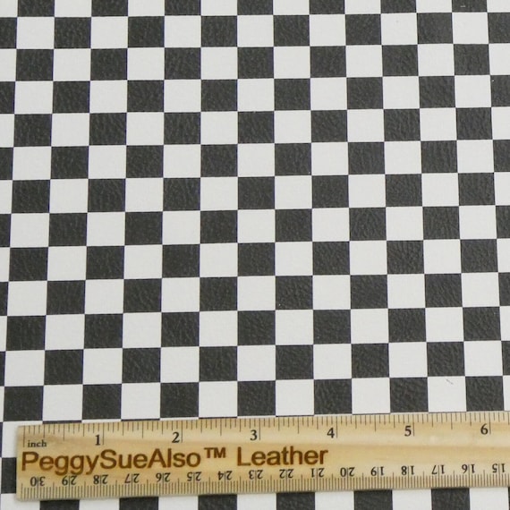 Large Checkerboard 12"x12" WHITE and BLACK (1/2" squares) Cowhide Leather 4-4.25oz/ 1.6-1.7mm PeggySueAlso® E7300-01