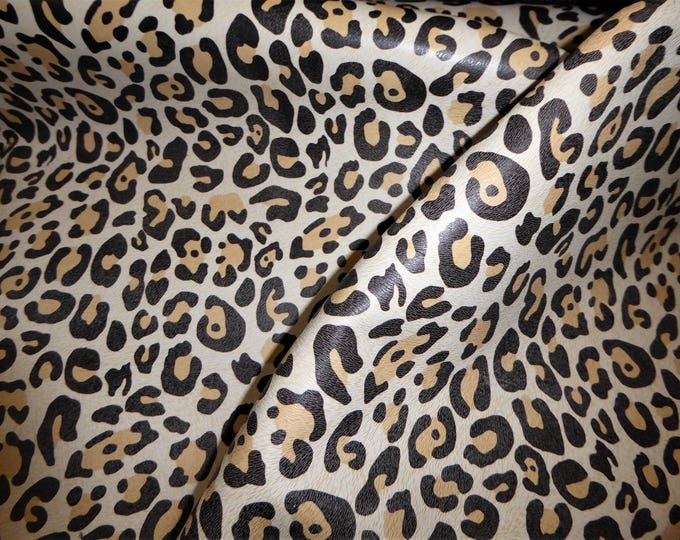 Leather 8"x10" Almond Large Cheetah / Leopard Print Grain NOT hair on Cowhide 2.5oz / 1mm PeggySueAlso E5000-01