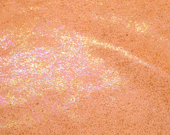 SPLATTER 5"x11" PEACH Iridescent Metallic Splatter perfect 4 fringe 2.5-3 oz / 1-1.2 mm PeggySueAlso® E7900-05 nubuck