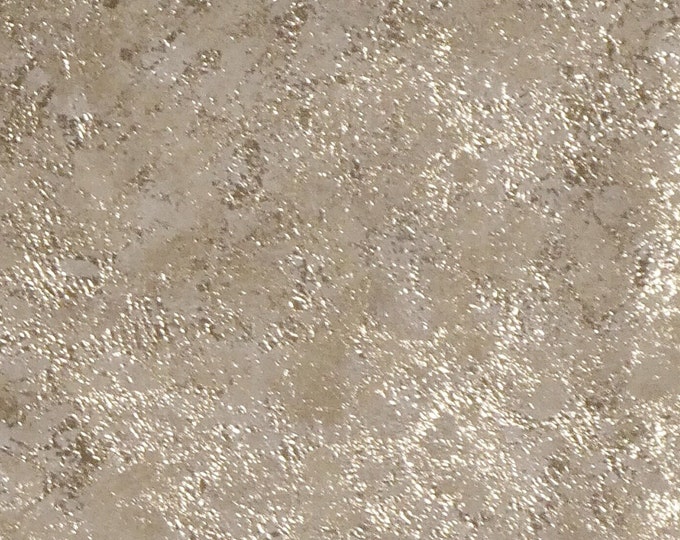 Marbled Metallic 5"x11" GOLD Metallic over variegated VANILLA TAN Cowhide 2.75-3oz/1.1-1.2 mm PeggySueAlso E4270-01