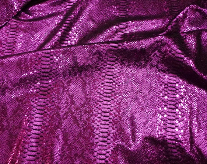 Mystic Python 3-4-5 or 6 sq ft FUCHSIA Berry Metallic on BLACK suede Cowhide 2.75-3 oz/1.1-1.2 mm PeggySueAlso E2868-42