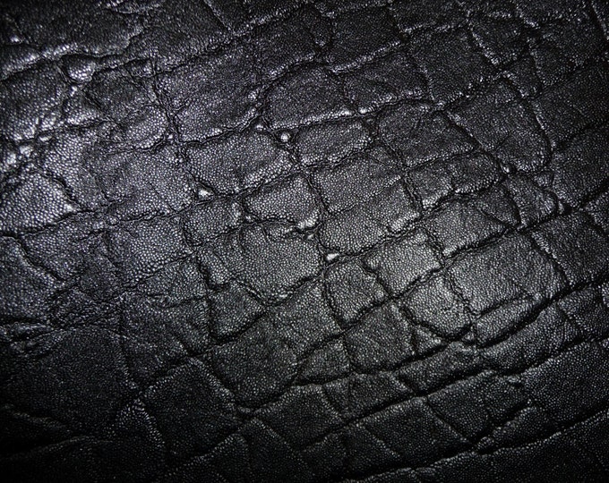 Elephant 20"x20" Shiny JET BLACK Embossed Cowhide Leather 2.5-3oz/1-1.2 mm PeggySueAlso E2899-03 Full hides available