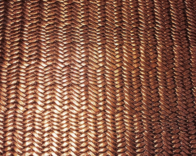 Braided Fishtail 3, 4, 5 or 6 sq ft BRONZE Metallic Cowhide Leather 2-2.5oz/0.8-1 mm PeggySueAlso E3160-64 Hides available