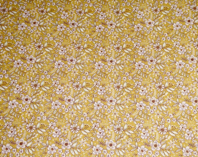 CoRK 3-4-5 or 6 sq ft GOLDEN FLORAL PASTURE With Baby Pink and White applied to cowhide Thick 5.5oz/2.2mm PeggySueAlso E5610-319