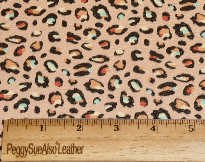 Leather 8"x10" MODERN LEOPARD on CREAMED Coffee Tan Leather 3.75-4oz /1.5-1.6 mm PeggySueAlso™ E2550-94