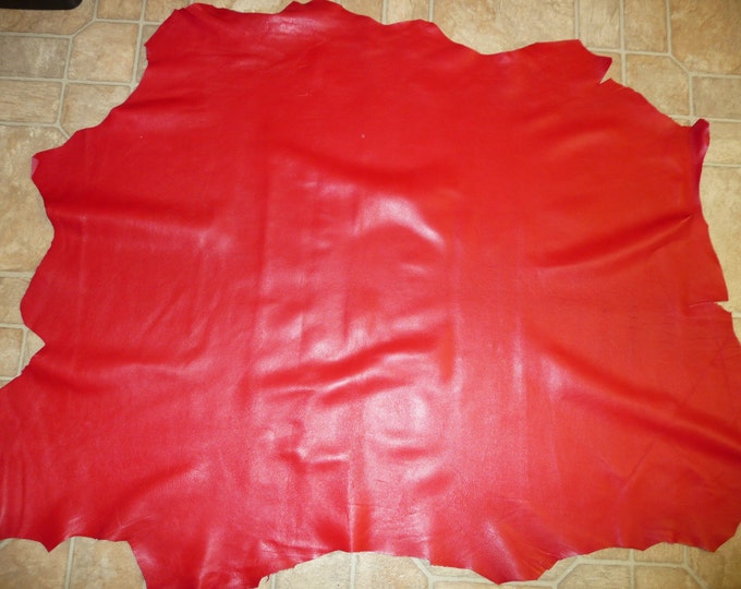 LAMBSKIN Hide Silky Bright RED, Italian incredibly soft, fine grain, Smooth Leather (read description) 2.5 oz/1 mm PeggySueAlso E2805-03