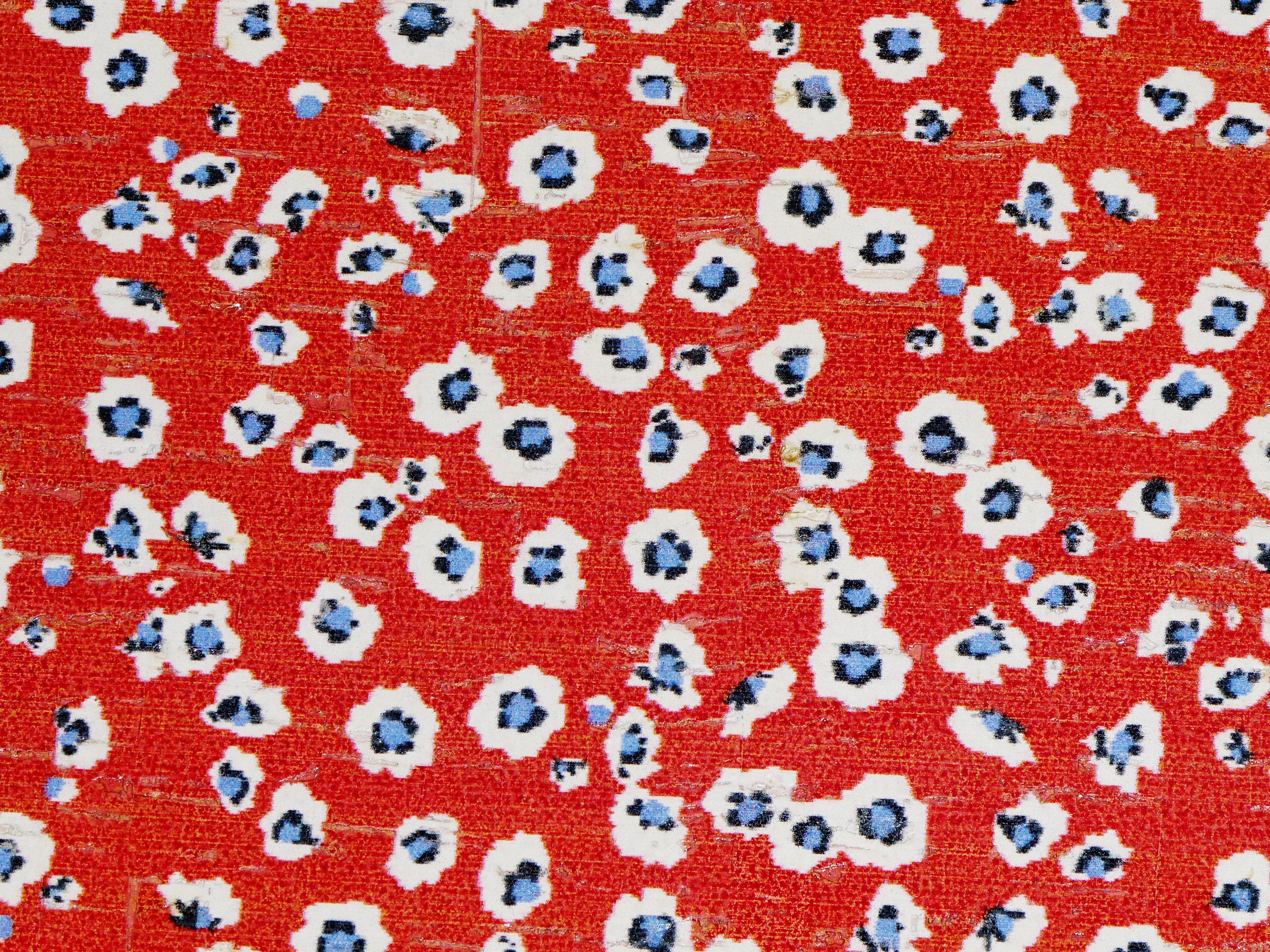Cork 12x12 DITSY FLOWERS on RED with Blue and White Cork applied to Leather for bodystrength Thick 5.5oz2.2mm E5610-281