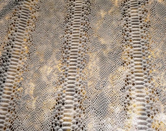 Mystic Python 3-4-5 or 6 sq ft Tri color BRONZE (bit of gold/silver) Metallic on BEIGE Suede Cowhide Leather 3.75-4oz/1.5-1.6mm PSA E2868-89